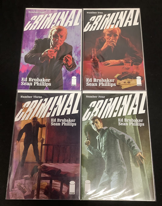 Criminal #1-4 Comic Lot, #1 2nd Print Purple Variant, Image, Ed Brubaker