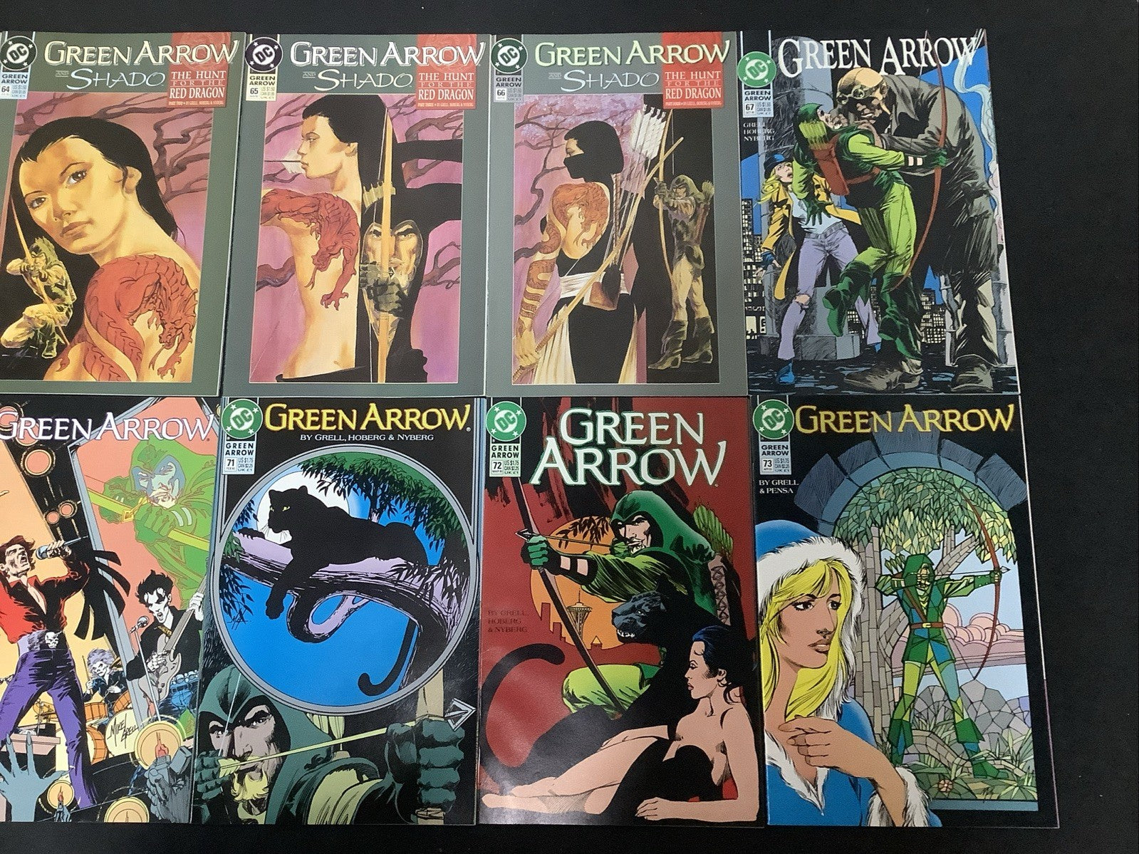 Green Arrow #62-73 Comic Lot, DC Comics, Hunt For The Red Dragon, Mike Grell