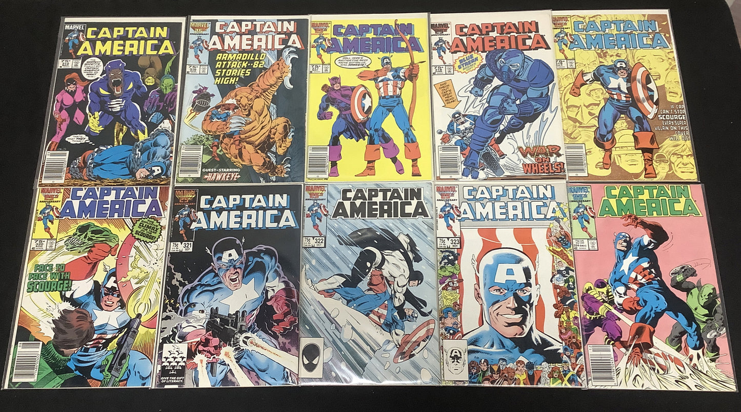 Captain America #315-324 Comic Lot, Marvel, 1st App John Walker(U.S. Agent) 1986