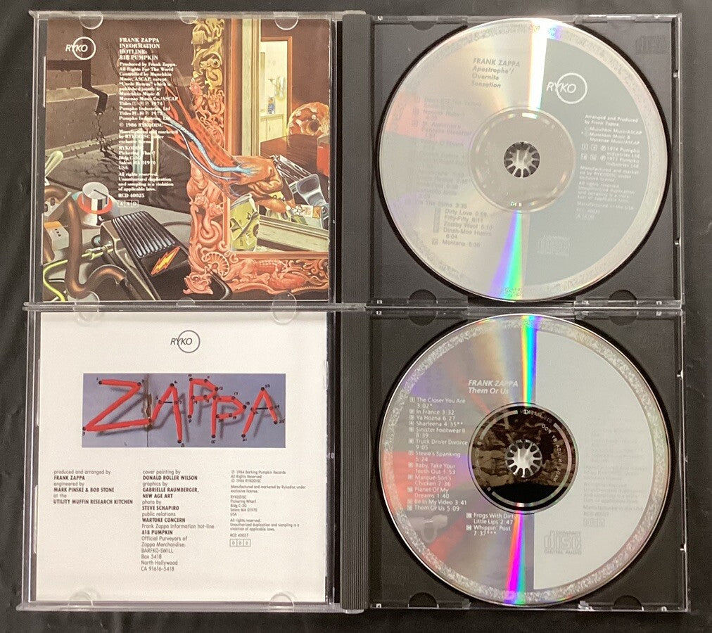 Frank Zappa 4 CD Lot FZ4 (Baby Snakes, Them Or Us, Like New) -JD