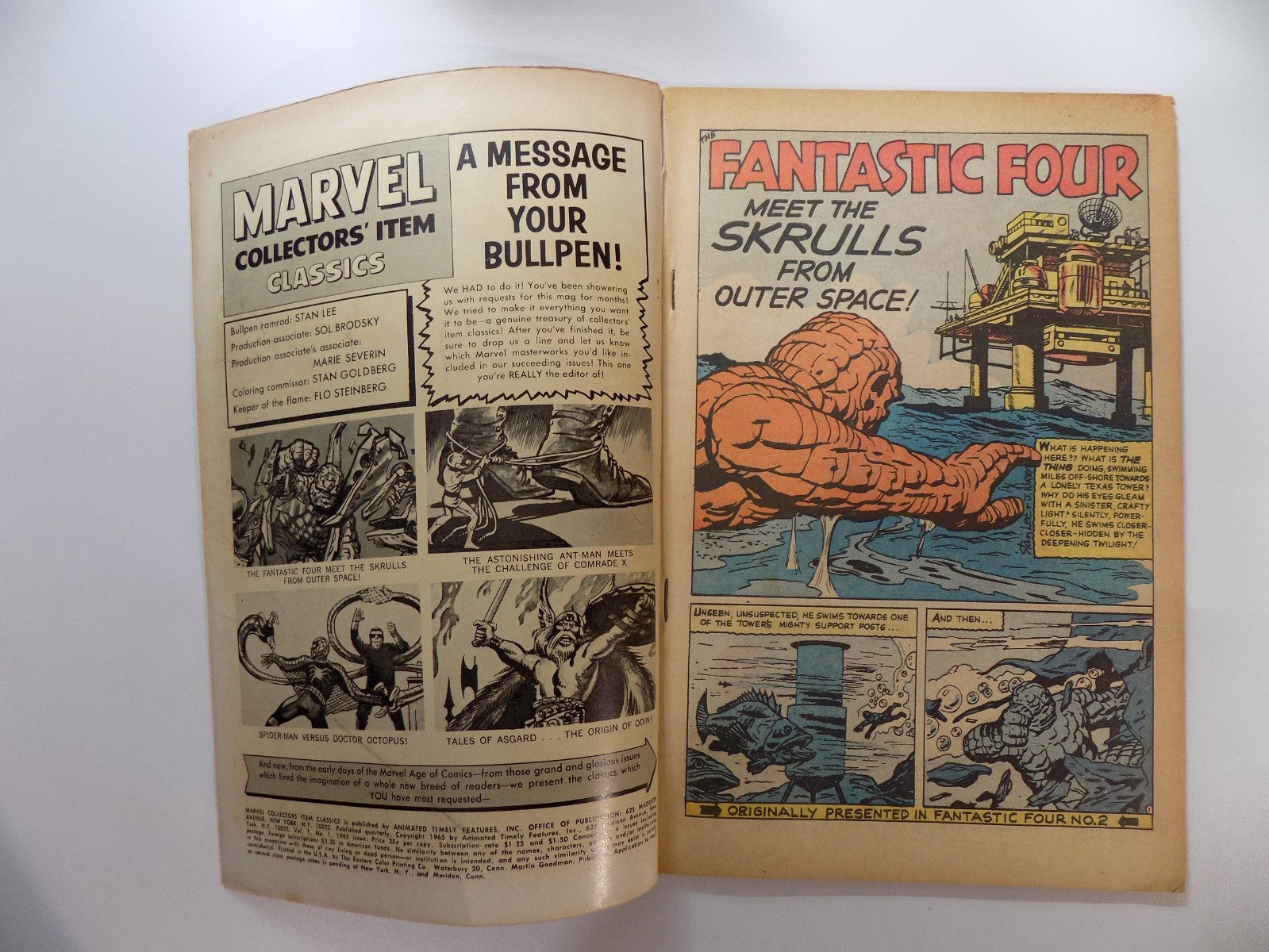 Marvel Collectors' Item Classics #1 Very Good 1965