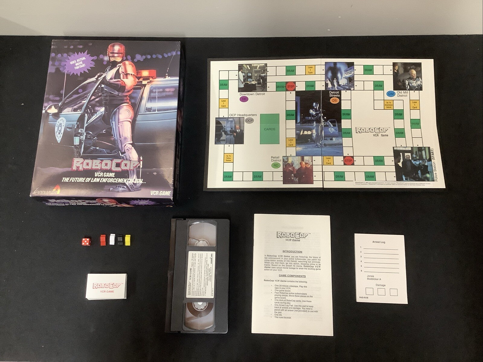 Robocop VCR Board Game, 1987 Spinnaker, COMPLETE, Used