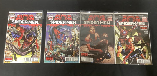 Spider-Men #1,3,4,5 (Missing #2) Comic Lot, 1st Meeting Of Peter And Miles, 2012
