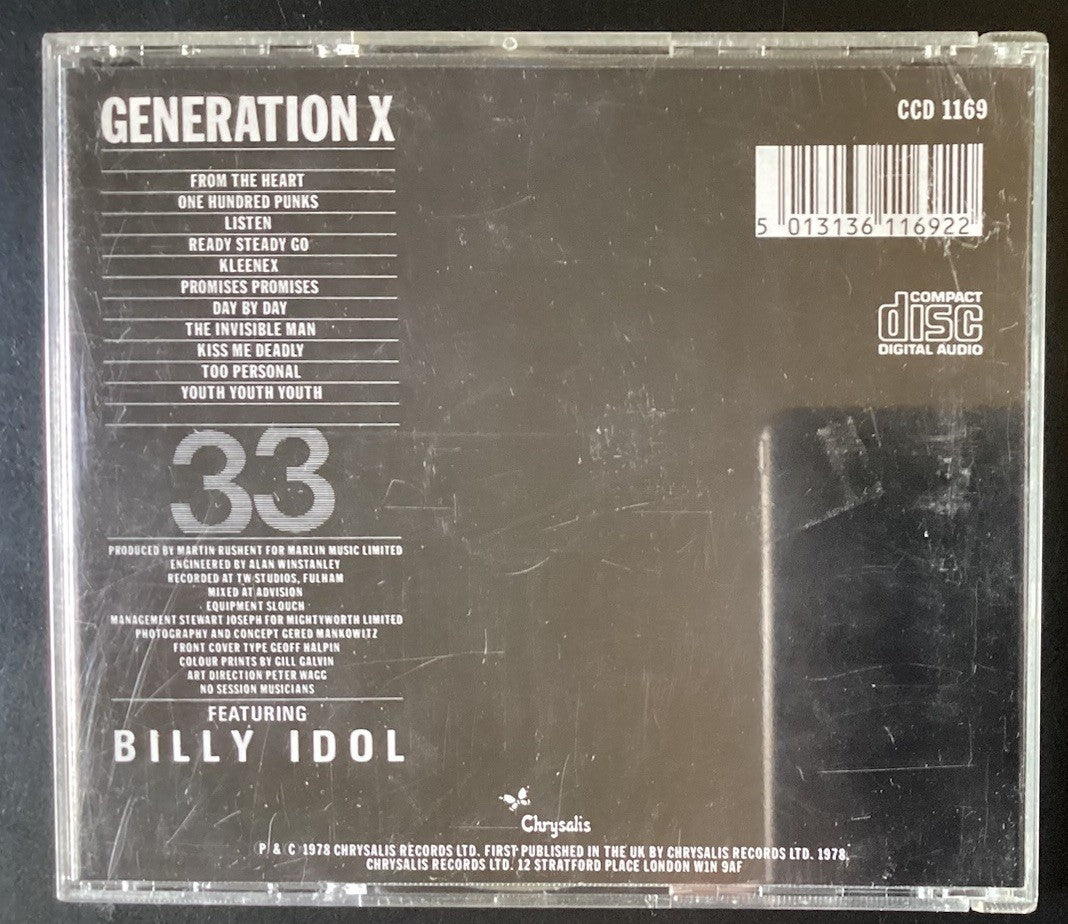 Generation X Featuring Billy Idol (CD, Chrysalis, Import, Like New)  JD
