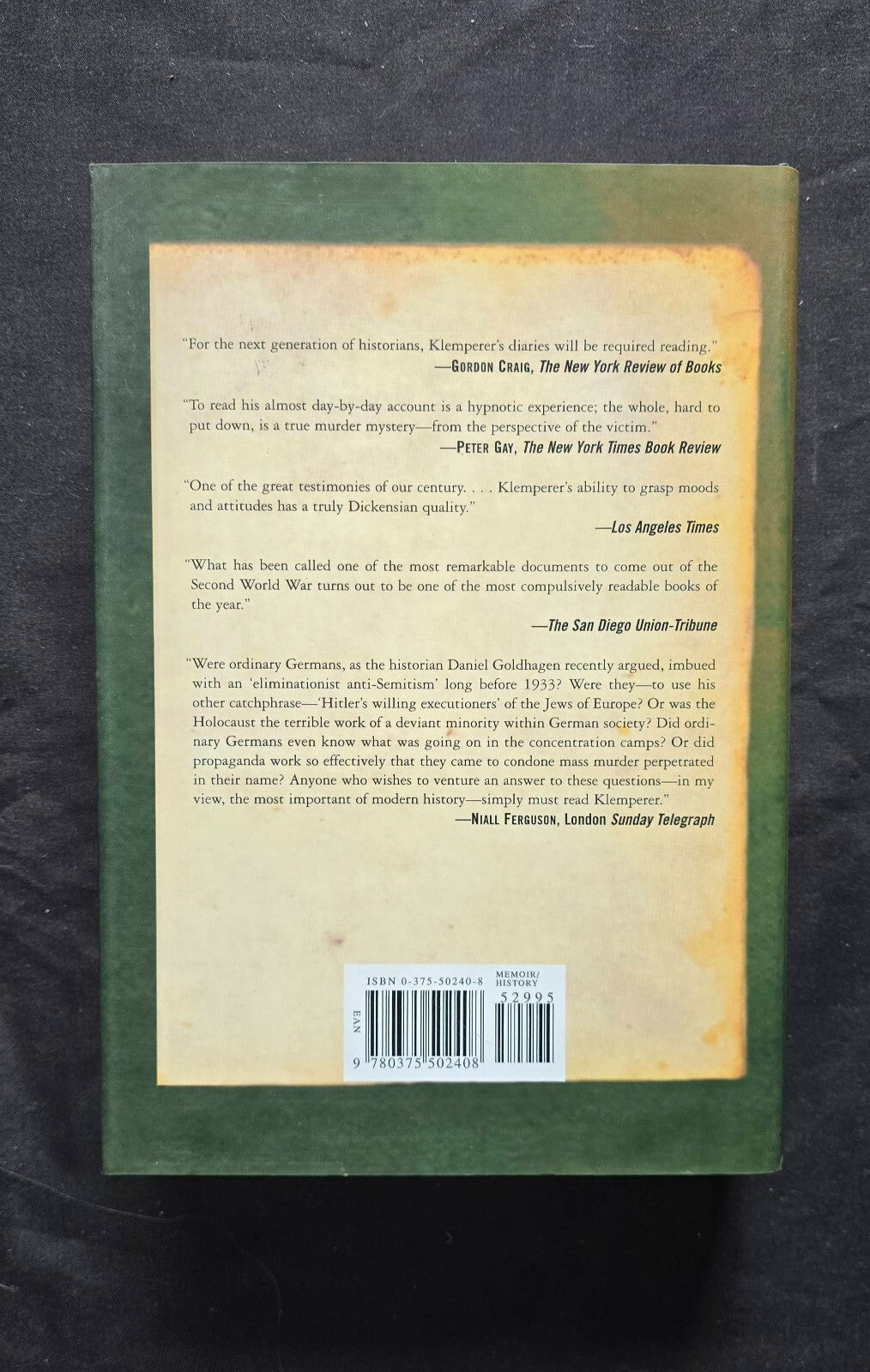 I Will Bear Witness: A Diary of the Nazi Years, 1942-1945 (1999, 1st Ed. HC) JD