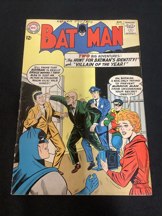 Batman #157 (DC Comics August 1963) G/VG (3.0) “The Villain Of the Year”