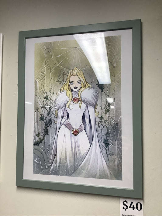 PEACH MOMOKO WHITE QUEEN art print 2020 MARVEL Variant Cover W/ Frame