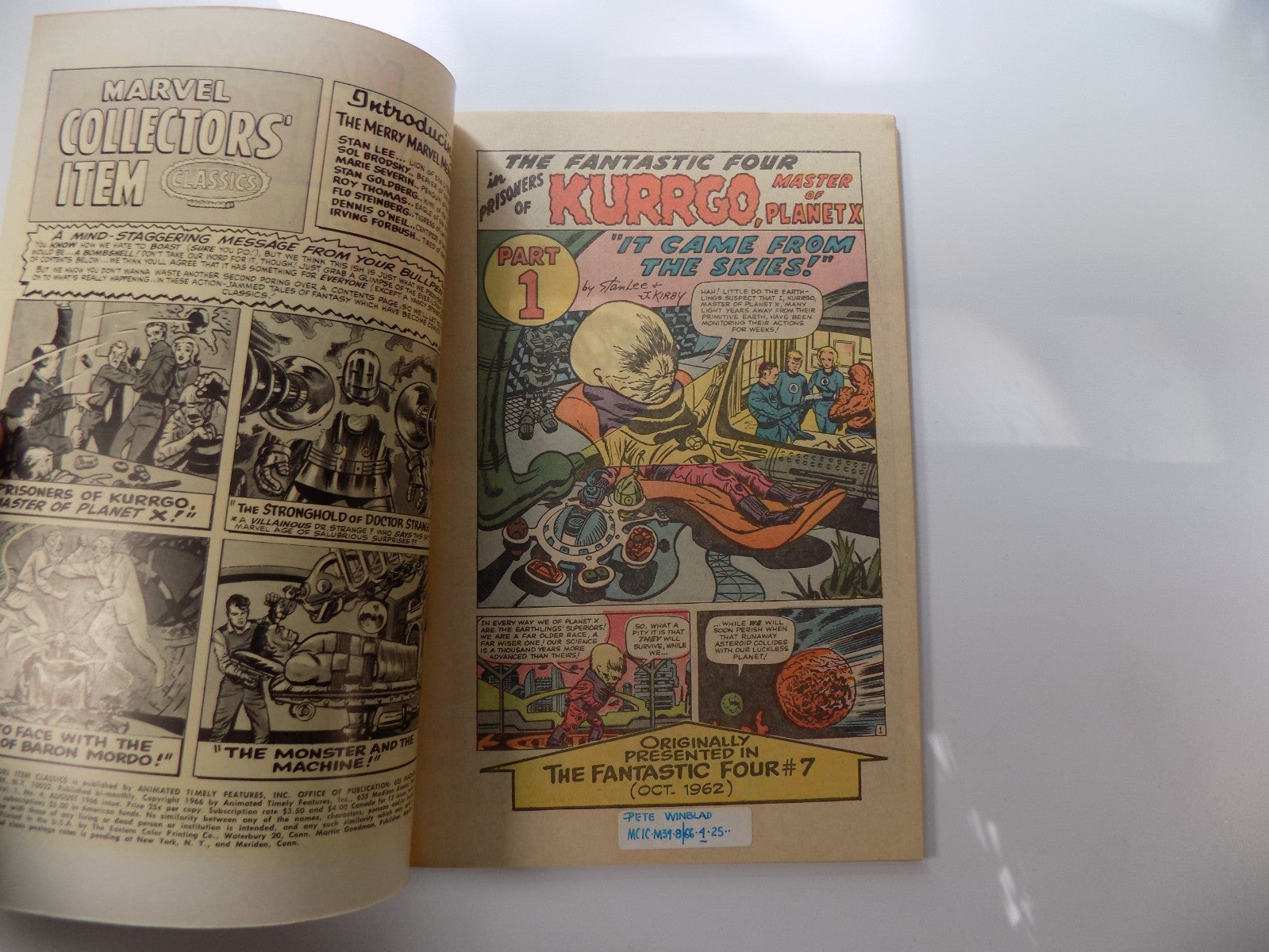 Marvel Collectors' Item Classics #4 Fine/Very Fine August 1966