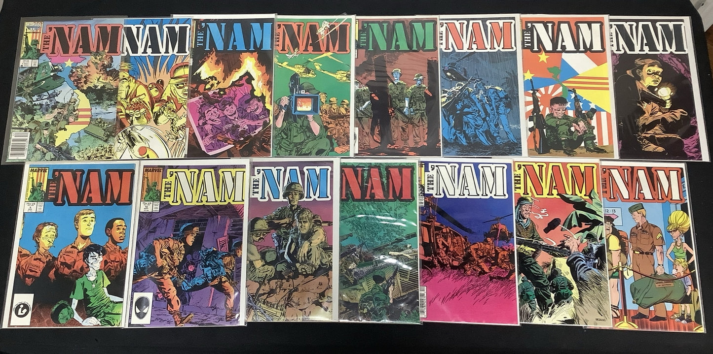 Nam (The) #1-15 Comic Lot, Marvel, Newsstand #1, Doug Murray/Michael Golden