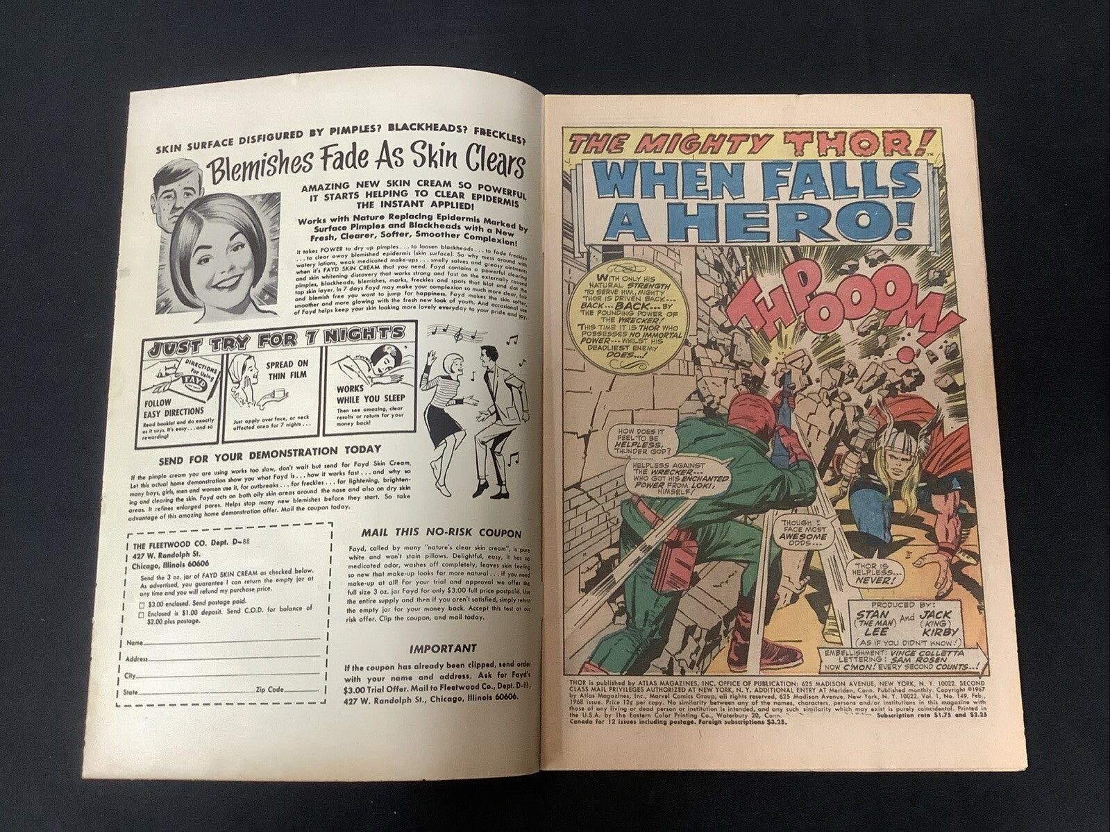 Thor #149 (1968) VG/F (5.0) Inhumans Origin, 2” Crease Back Cover, Back Tanning