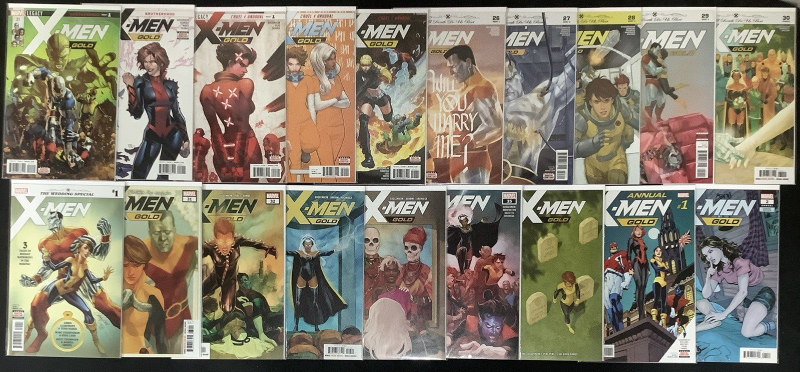 X-Men Gold #1-36 + Annuals #1-2 Complete Comic Series, Marvel, 1st Printing