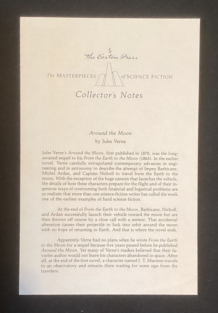 Around The Moon, Jules Verne, Easton Press Collector's Edition, 1988, Leather JD