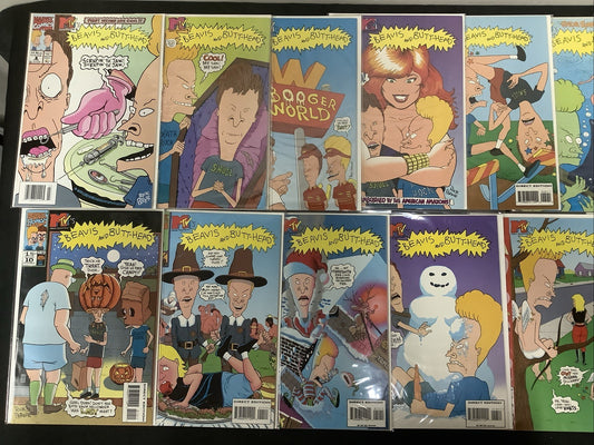 Beavis & ButtHead #1-17 Comic Lot, Marvel, 1st Beavis & Butthead, Newsstand #1