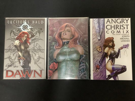 Dawn: Lucifer's Halo #1 + #1 2nd Print Signed! + Angry Christ Comix Comic Lot