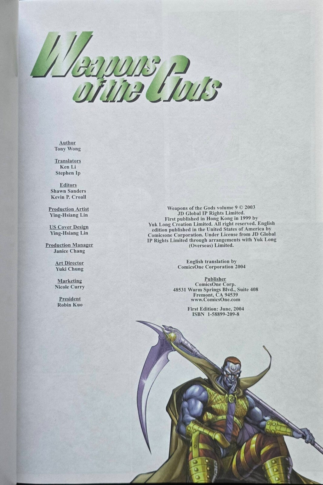 Weapons Of The Gods By Tony Wong Vol. 9 (1st Edition, June 2004) Hong Kong Comic