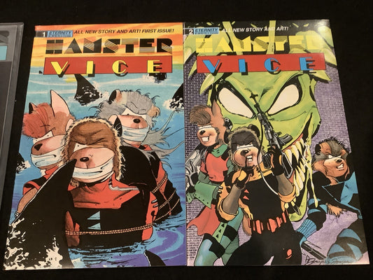 Hamster Vice #1-2 + 3-D Special #1 Complete Set, Eternity, Sealed W/ Glasses