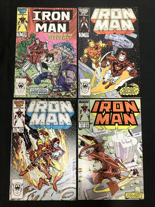 Iron Man #214-217 Comic Lot, Marvel Comics, New Spider-Woman Costume Debut