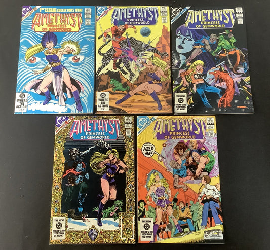 Amethyst Princess of Gemworld #1-5 Comic Lot, DC Comics, Origin Of Amethyst