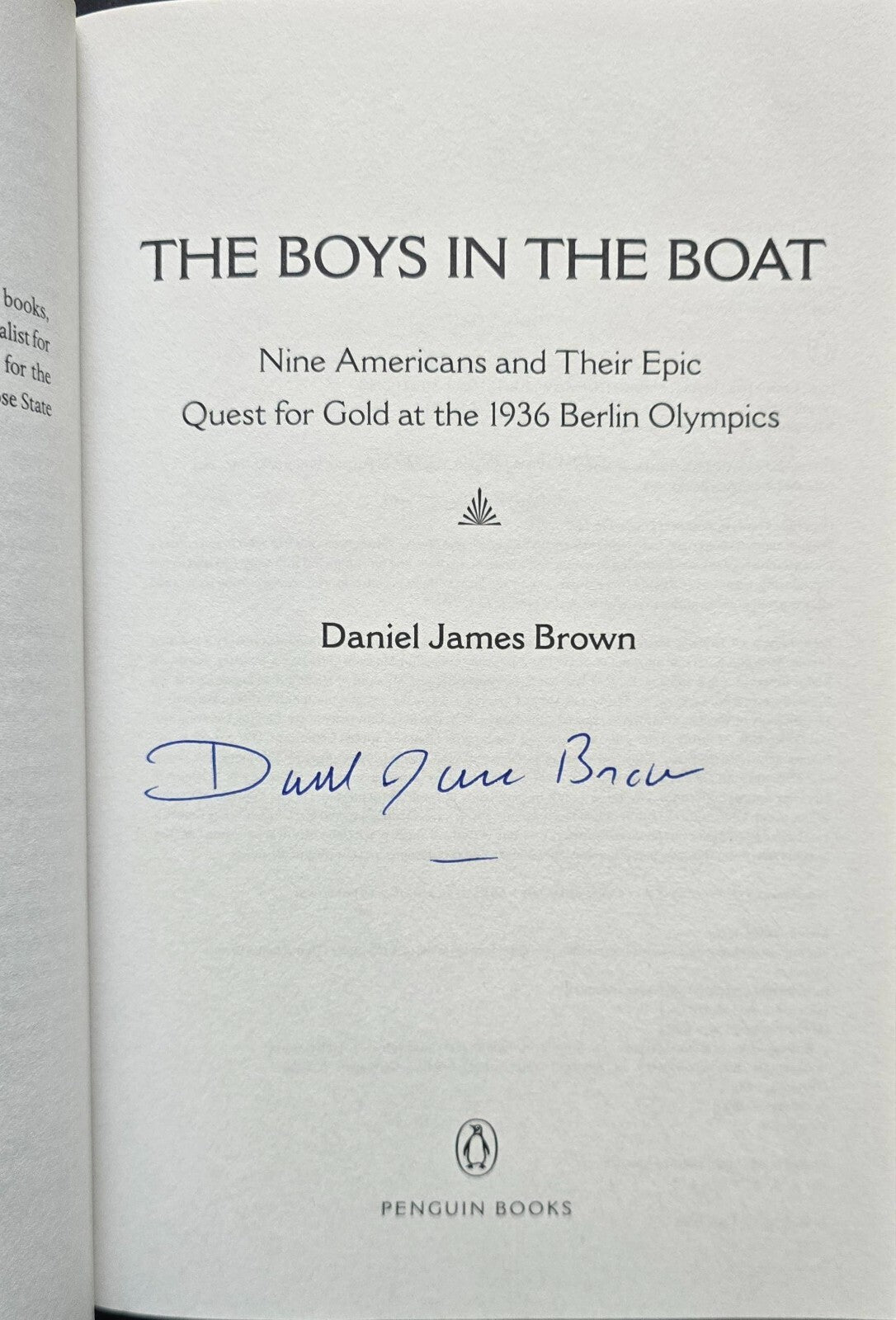 The Boys In The Boat by Daniel James Brown (SIGNED 1st Ed 2013) - JD
