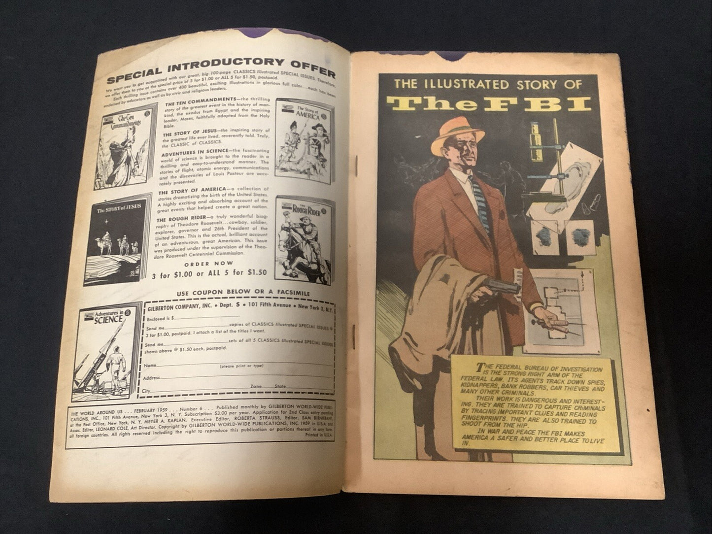 World Around Us #6 (1959) VG+ (4.5) FBI Illustrated Stories, George Evans