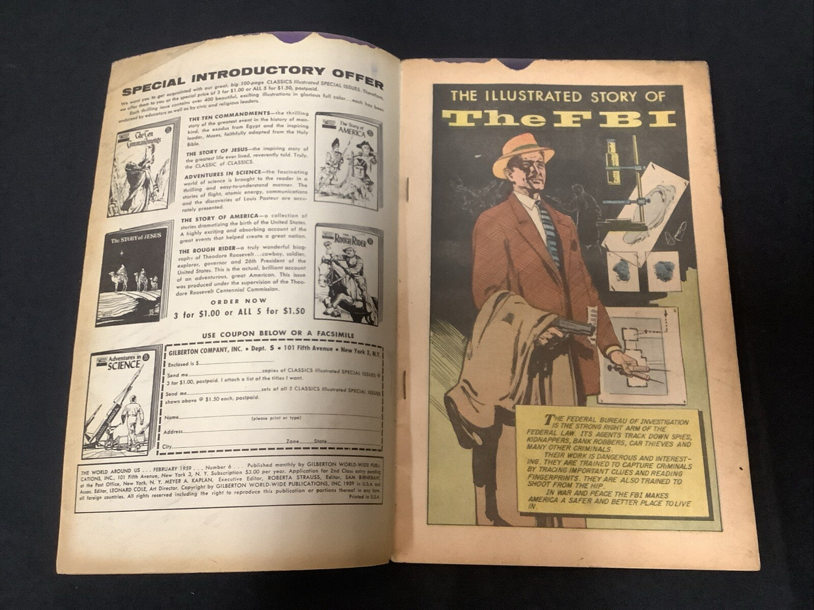 World Around Us #6 (1959) VG+ (4.5) FBI Illustrated Stories, George Evans