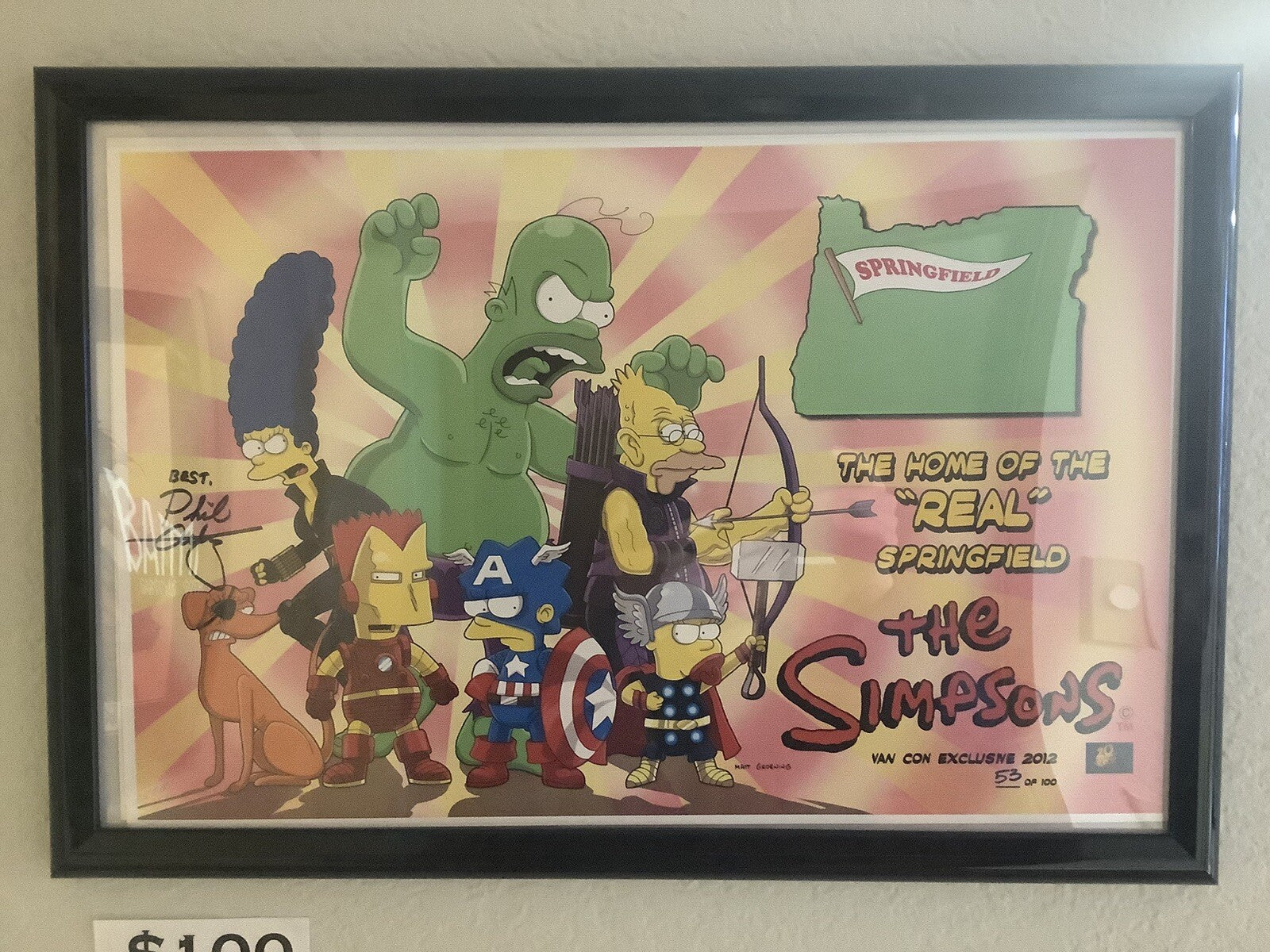 Simpsons Van Con Exclusive Print, Phil Ortiz Autographed And Numbered (53/100)