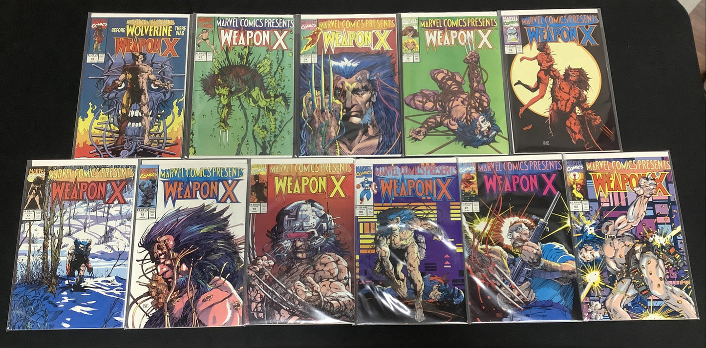 Marvel Comics Presents #72-82 Comic Lot, Wolverine Origin, Weapon X Program