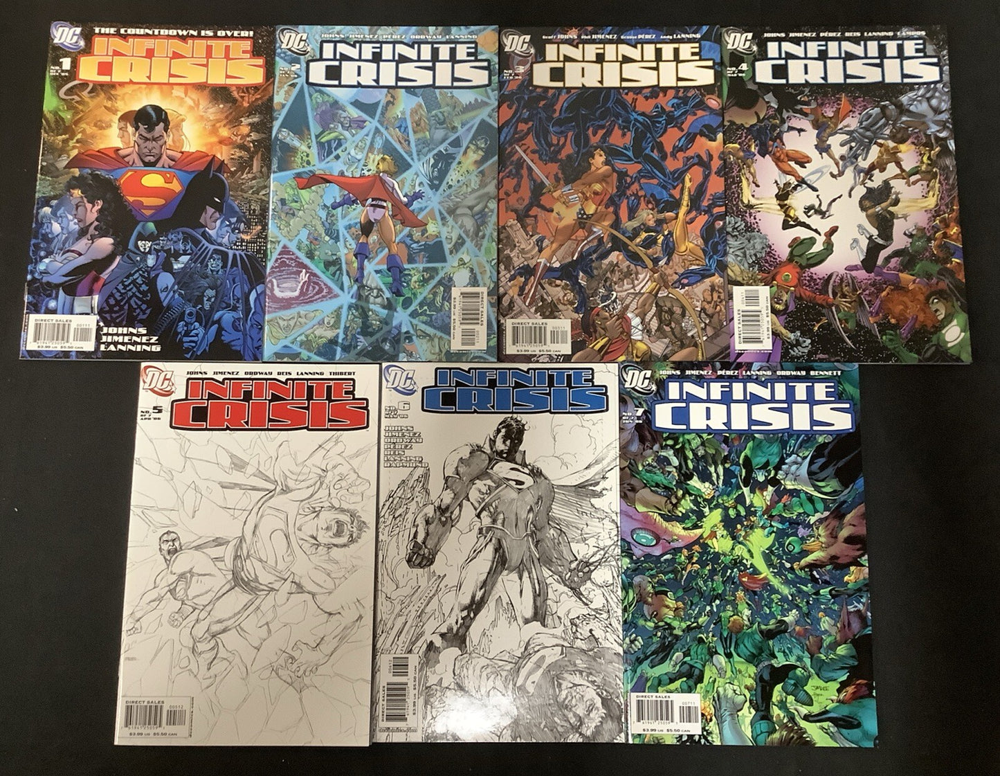 Infinite Crisis #1-7 Complete Comic Set, Jim Lee Skitch Variants, Jaimie Reyes