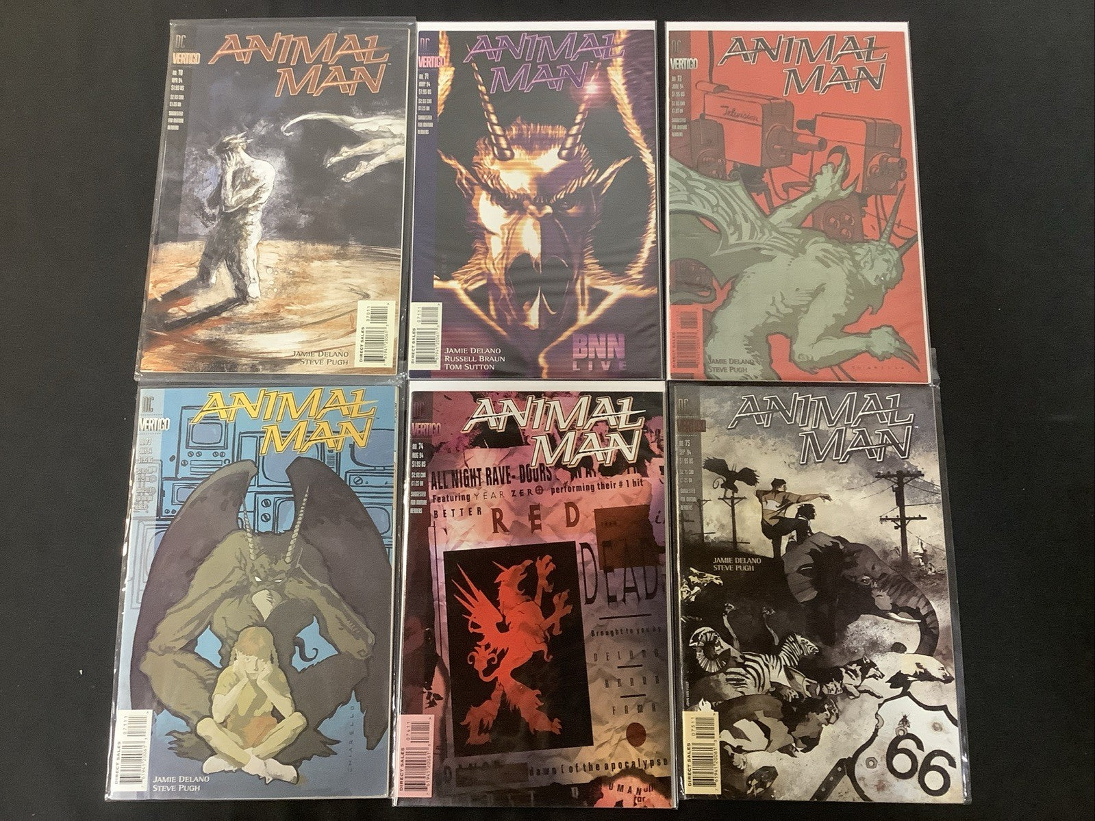 Animal Man #70-75 Comic Lot, DC Comics/Vertigo, Jamie Delano/Steve Pugh, 1994