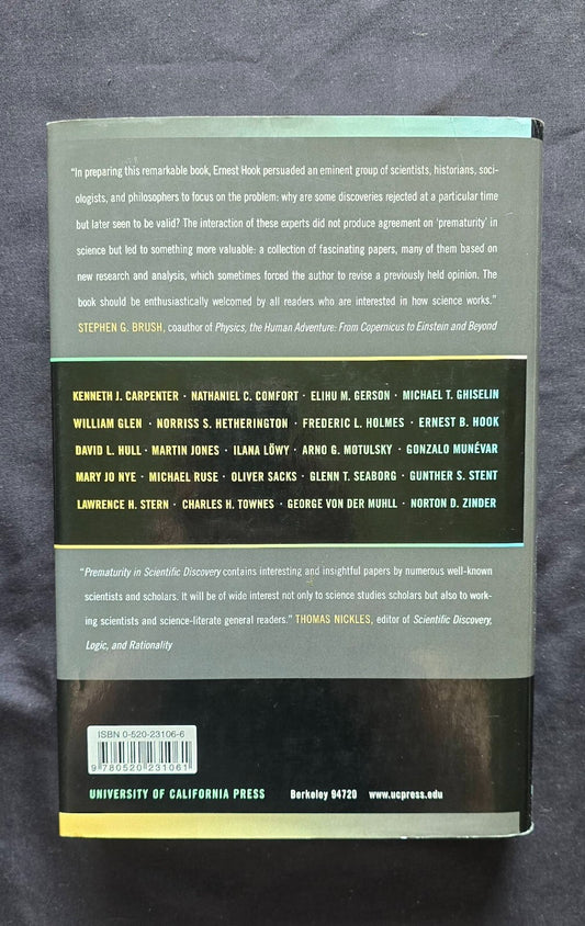 Prematurity in Scientific Discovery By Ernest B. Hook (2002, 1st Ed. HC) JD