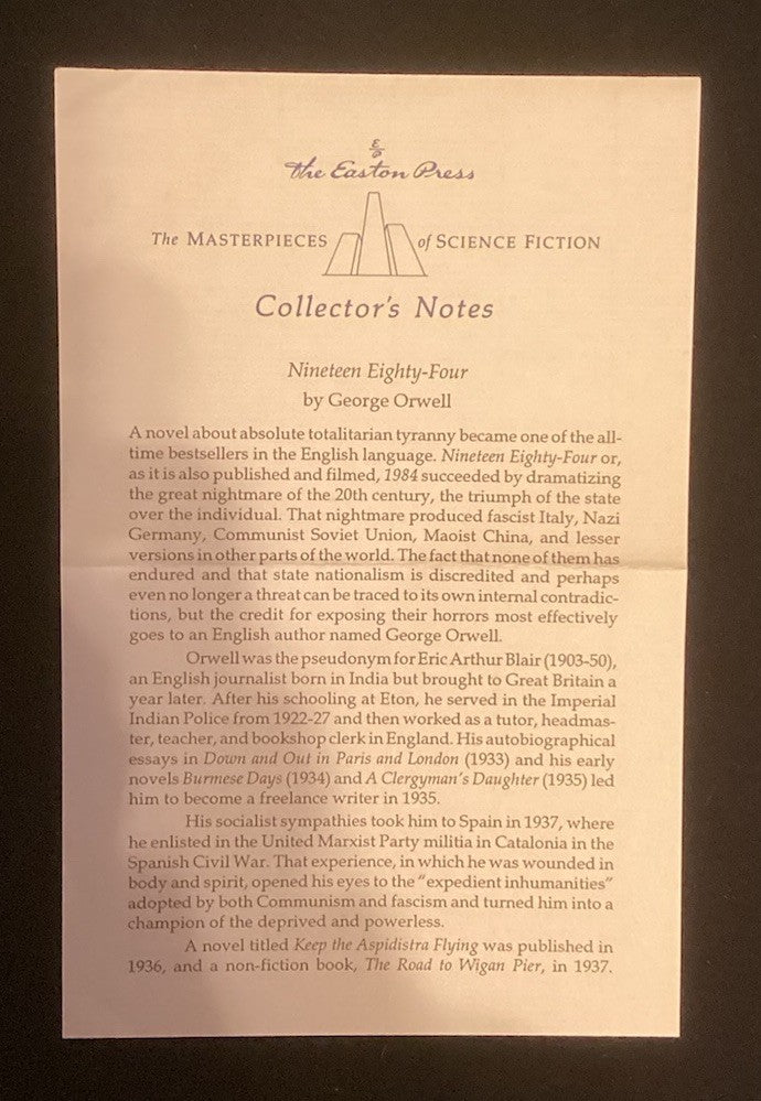 Easton Press 1984 NINETEEN EIGHTY FOUR Collectors Edition -JD