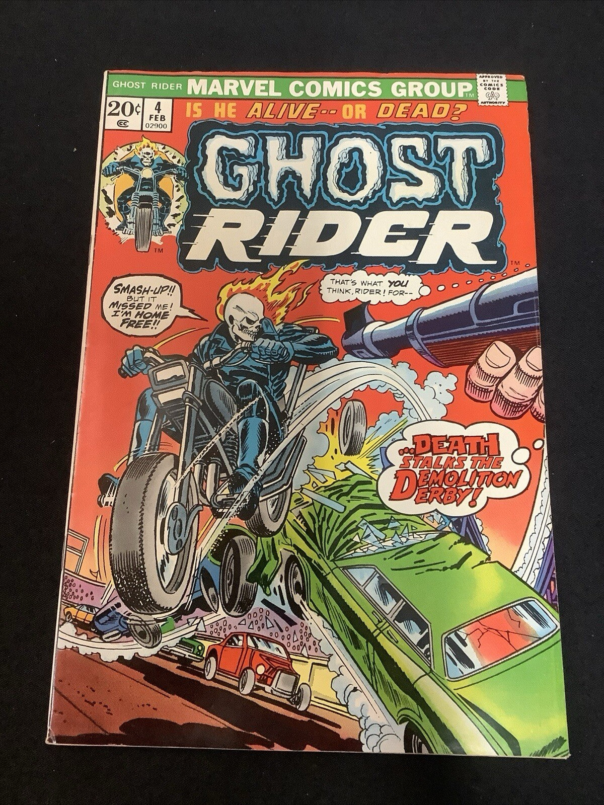 Ghost Rider #4 (February 1974) F/VF (7.0) “Death Stalks The Demolition Derby”