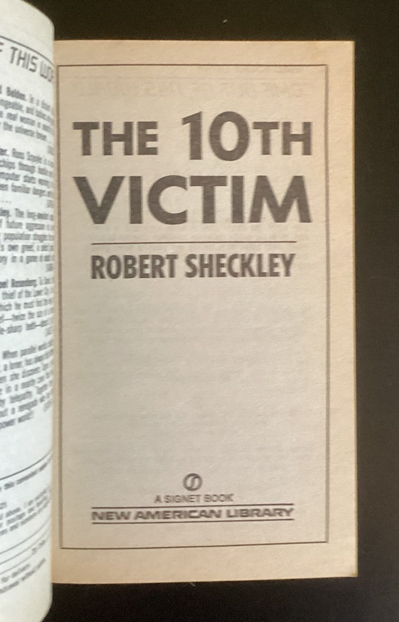 THE 10TH VICTIM By Robert Sheckley Signet 1987 1st Print Vintage PB  JD