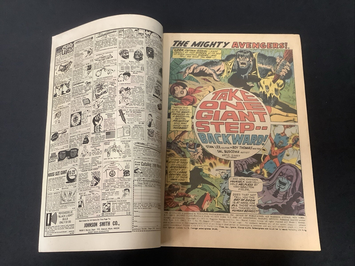 Avengers #91 (Marvel Comics August 1971) F/VF (7.0) Roy Thomas/Sal Buscema