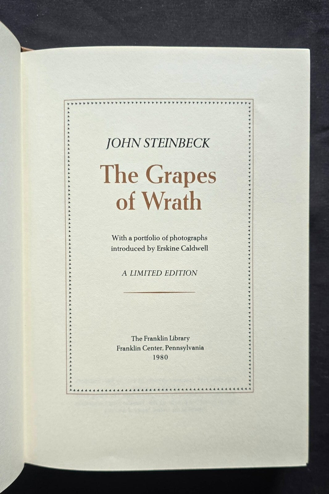 The Grapes of Wrath By John Steinbeck - Franklin Library (1980, HC) JD