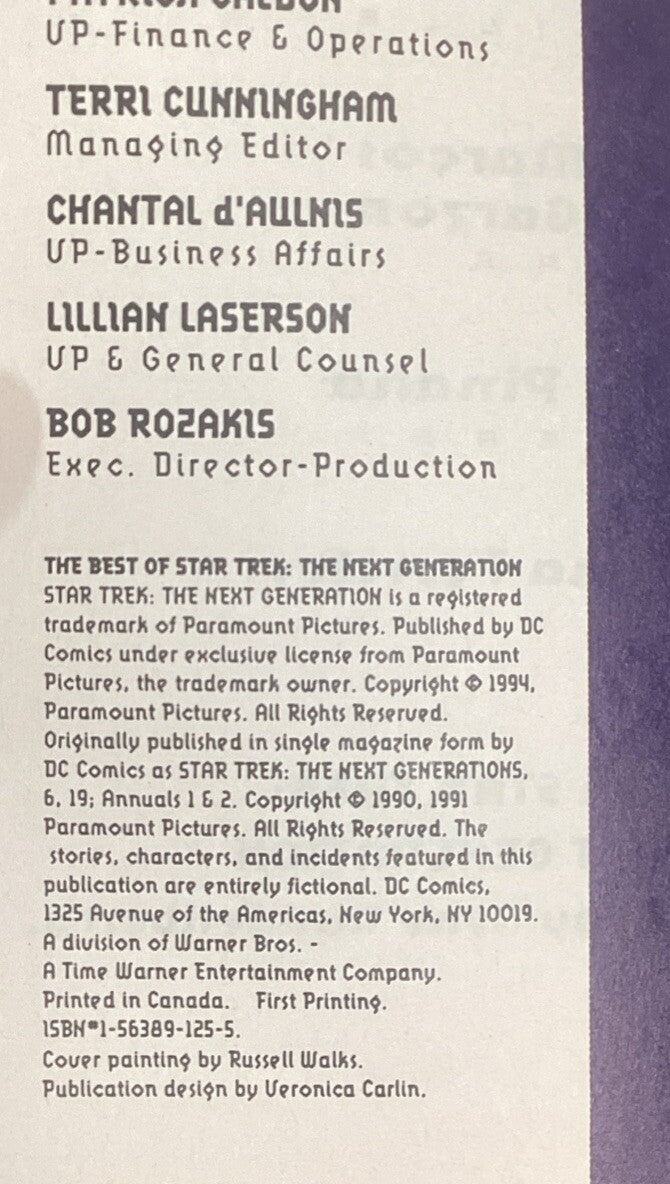 Star Trek Graphic Book "The Best of Star Trek: The Next Generation" 1st Edition