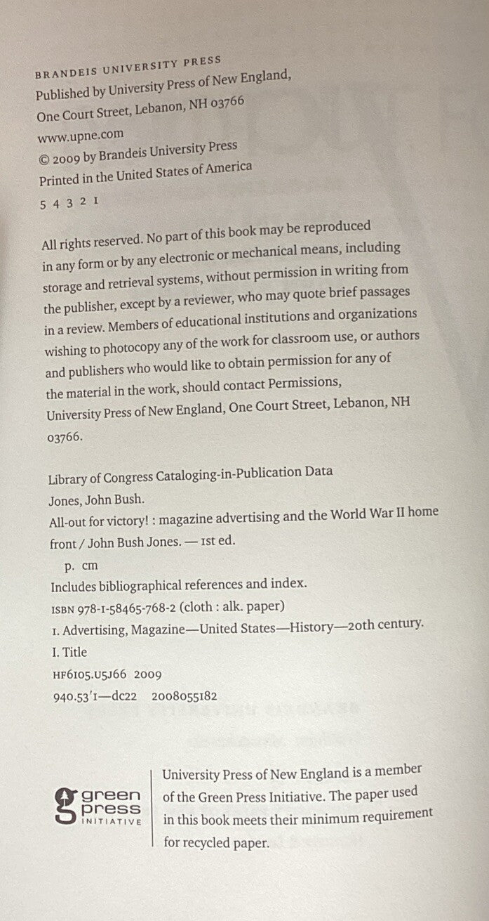 All-Out for Victory! : Magazine Advertising and the World War II, New -JD