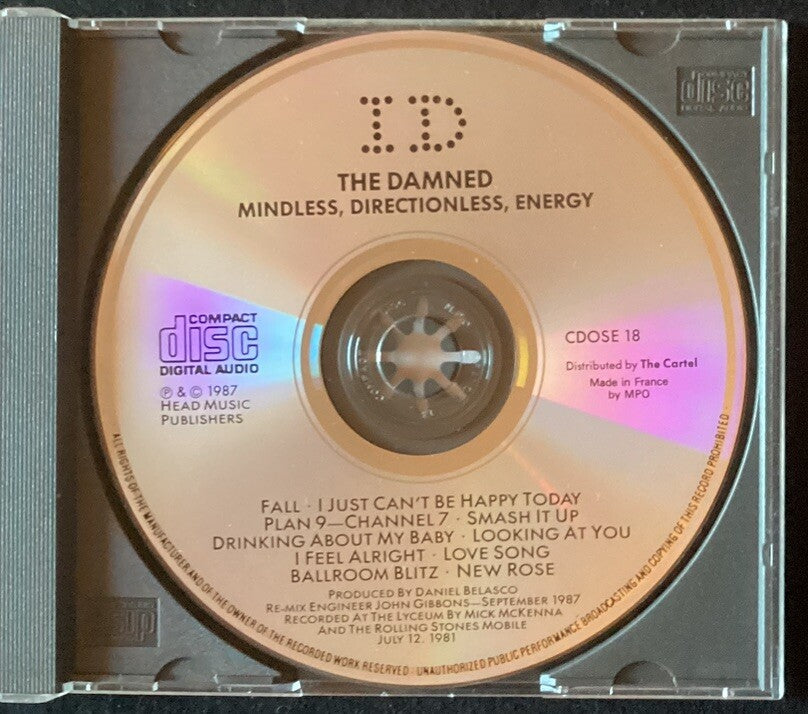 DAMNED: mindless, directionless, energy. live at the lyceum (CD, UK, Like New)JD