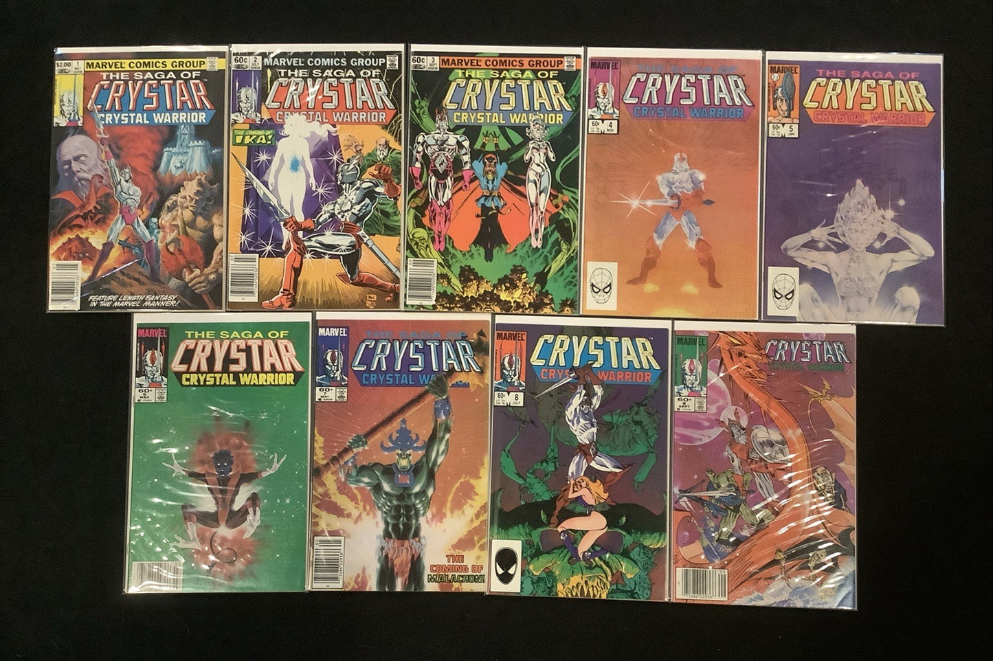 The Saga Of Crystar, Crystal Warrior #1-9 Comic Lot, Marvel, Jim Shooter, 1983