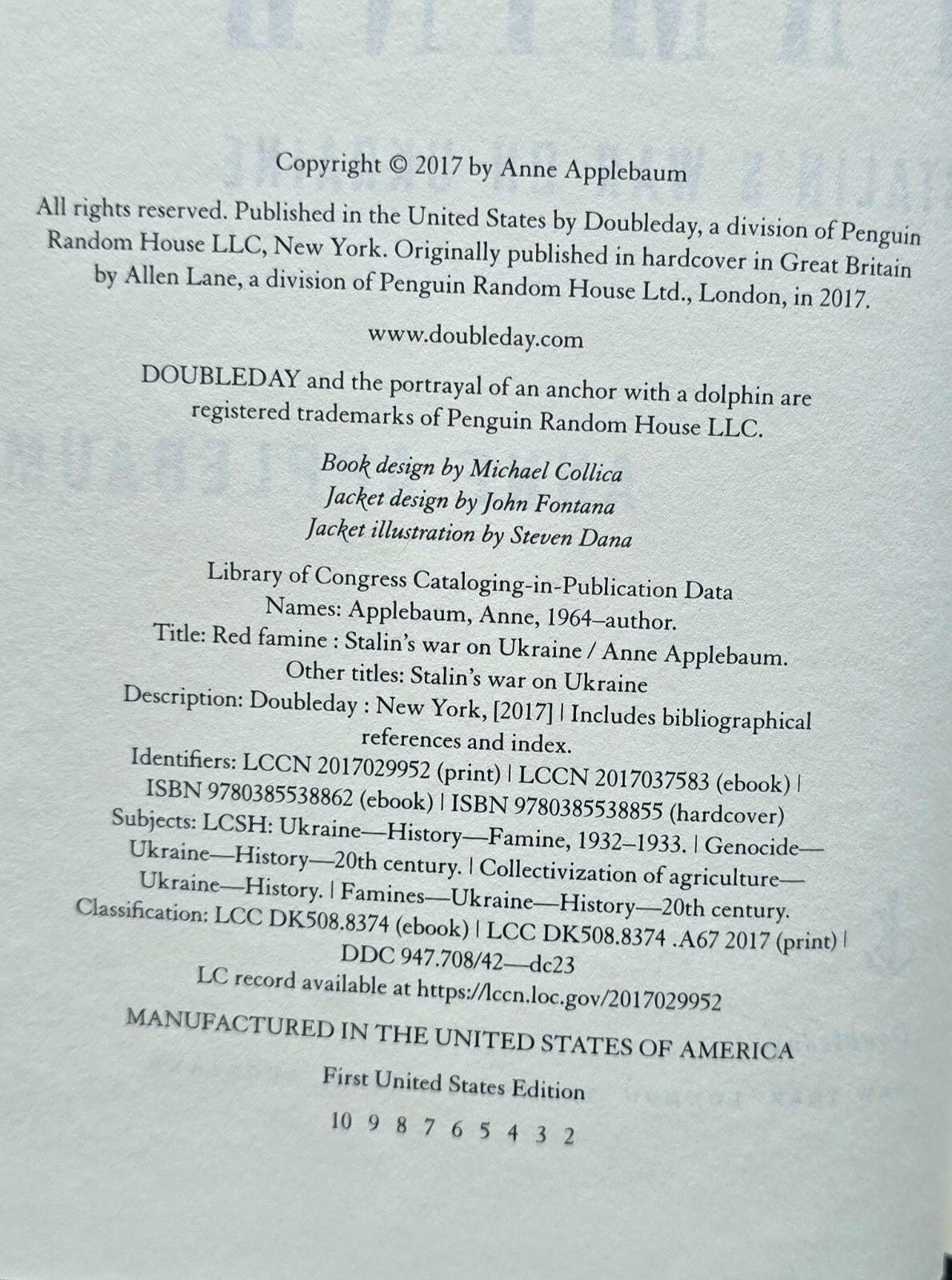 Red Famine : Stalin's War on Ukraine by Anne Applebaum (2017, HC) JD