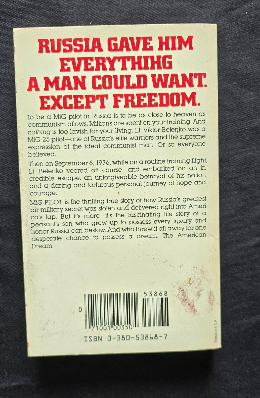 MIG Pilot: The Final Escape of Lt. Belenko by John Barron (1981, PC) JD