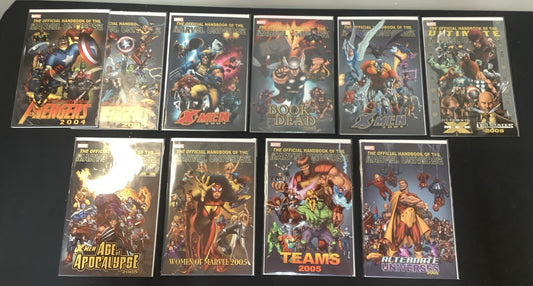 Official Handbook of the Marvel Universe Comic Lot, See Photo, 10 Books Total
