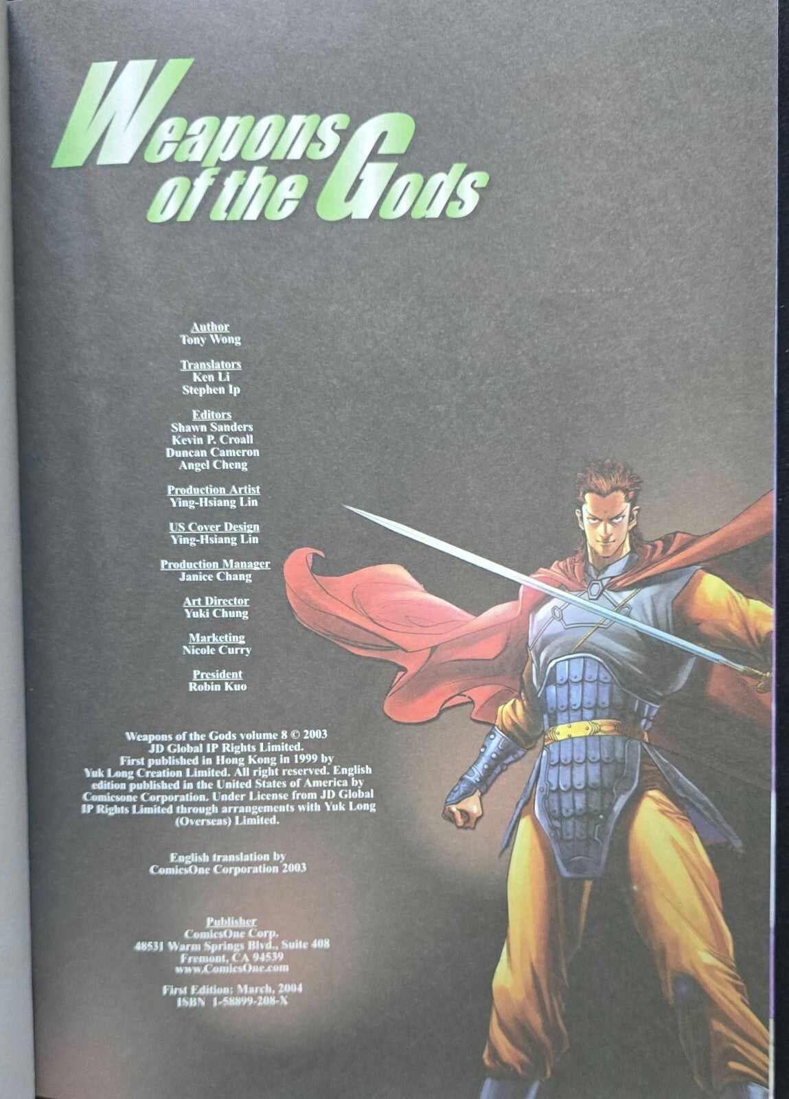 Weapons Of The Gods By Tony Wong Vol. 8 (1st Ed March 2004) - Hong Kong Comic