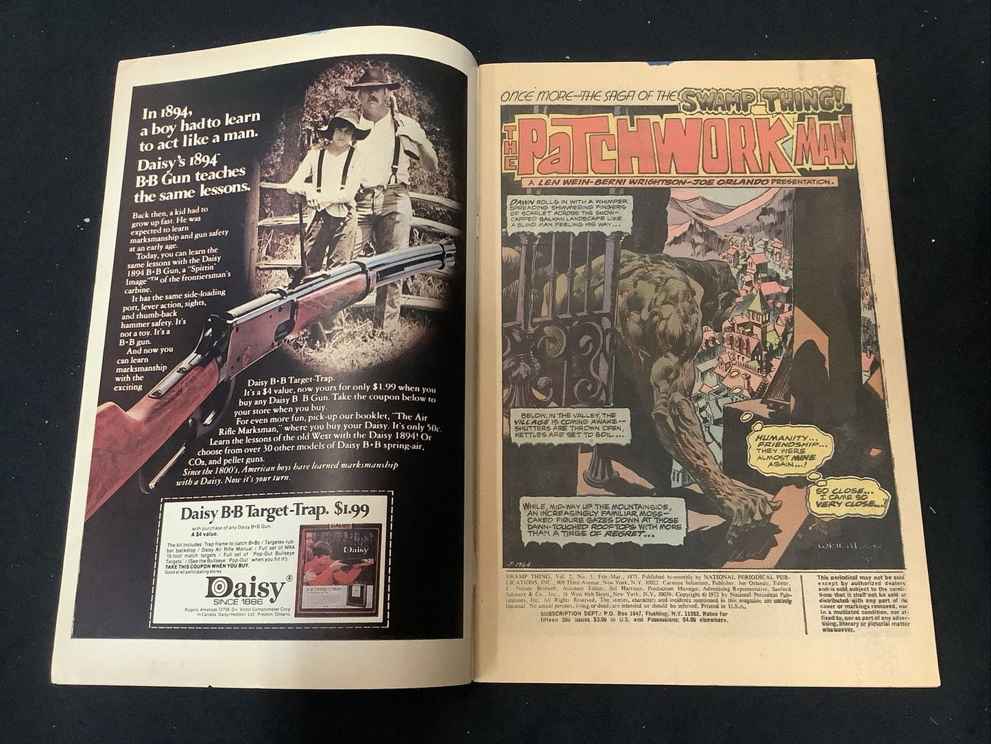 Swamp Thing #3 (1973) F+ (6.5) Len Wein/Bernie Wrightson, “The Patchwork Man”