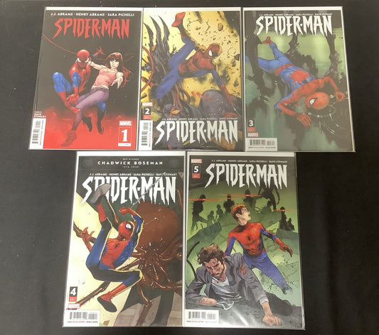 Spider-Man #1-5 Complete Comic Set, Marvel, J.J. Abrams/Sarah Pichelli, 2019