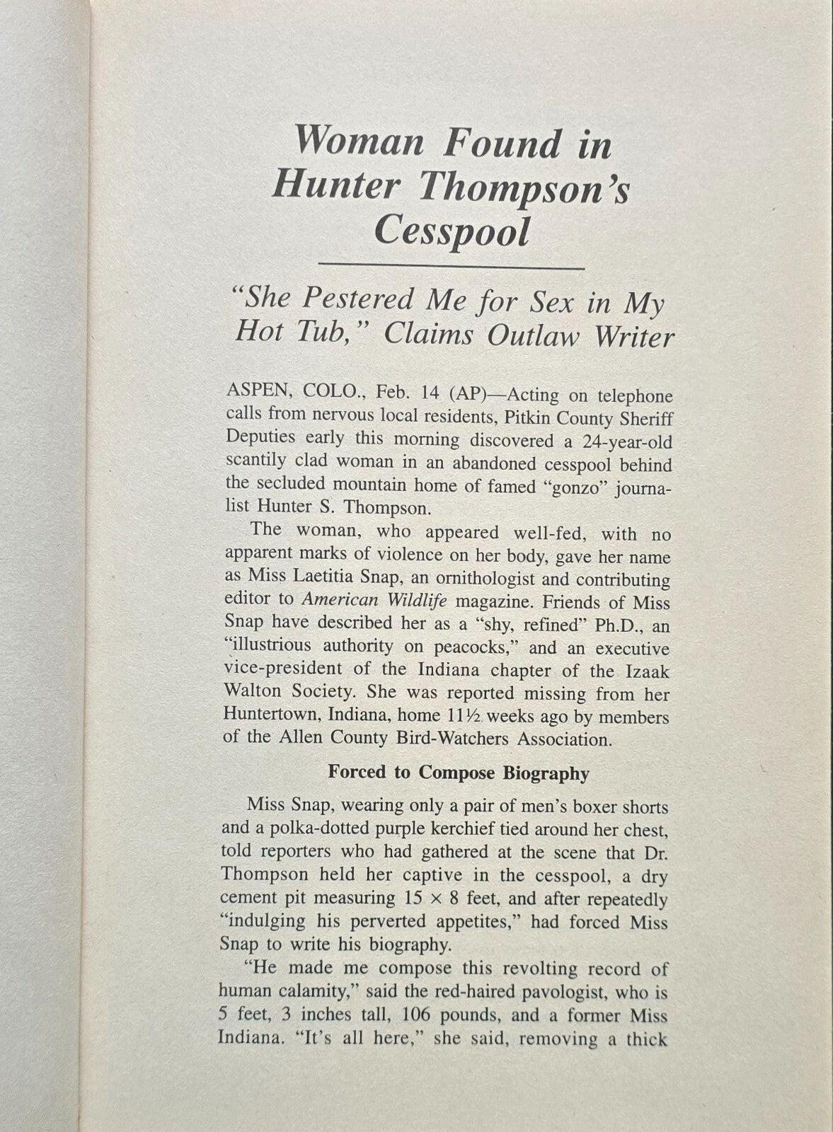 Hunter S. Thompson 2 Book Lot - Songs of Doomed/Strange and Savage Life (1st Ed)