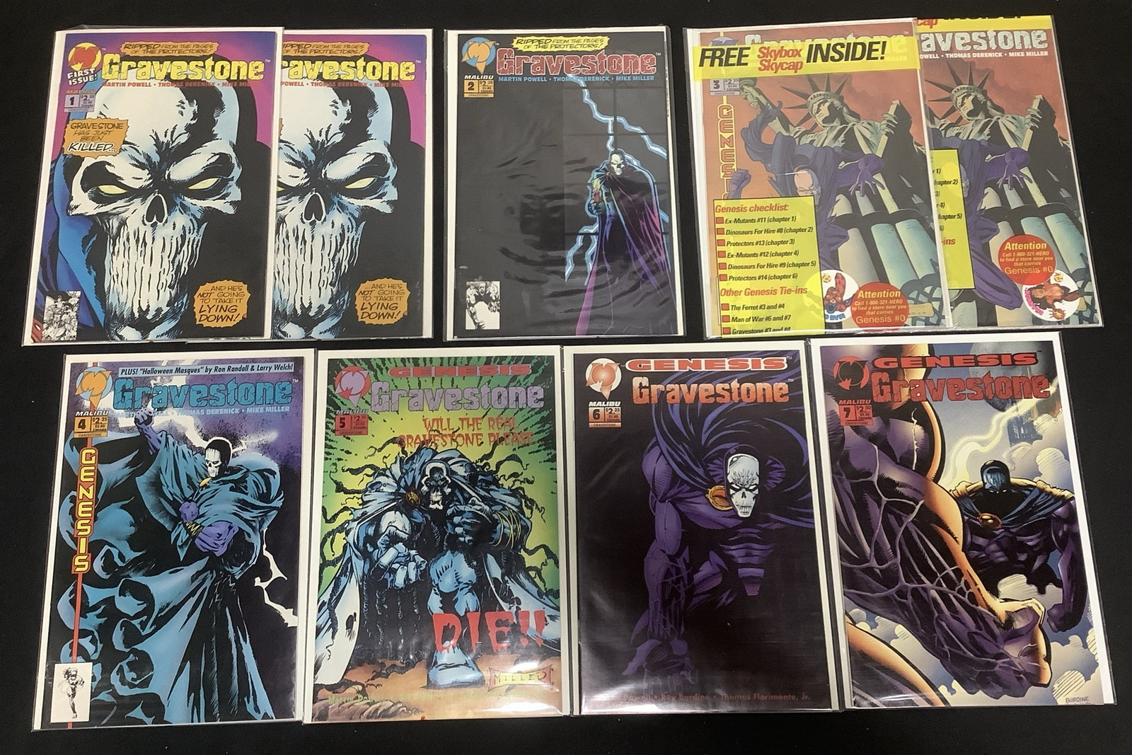 Gravestone #1-7 + Extra Copies Of 1 And 3, Sealed Polybags With Skycaps, 1993