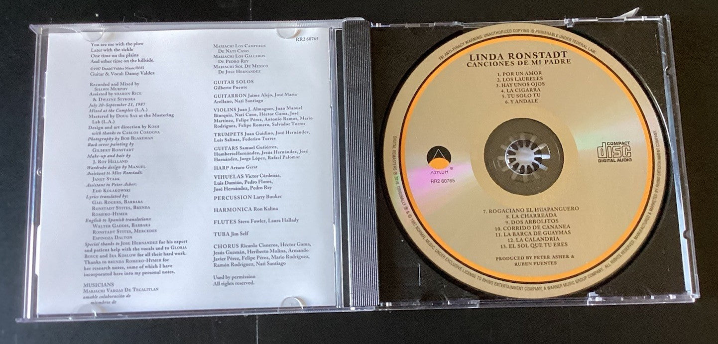 LINDA RONSTADT - Canciones De Mi Padre - Rock Pop Folk Country (CD, Like New) JD