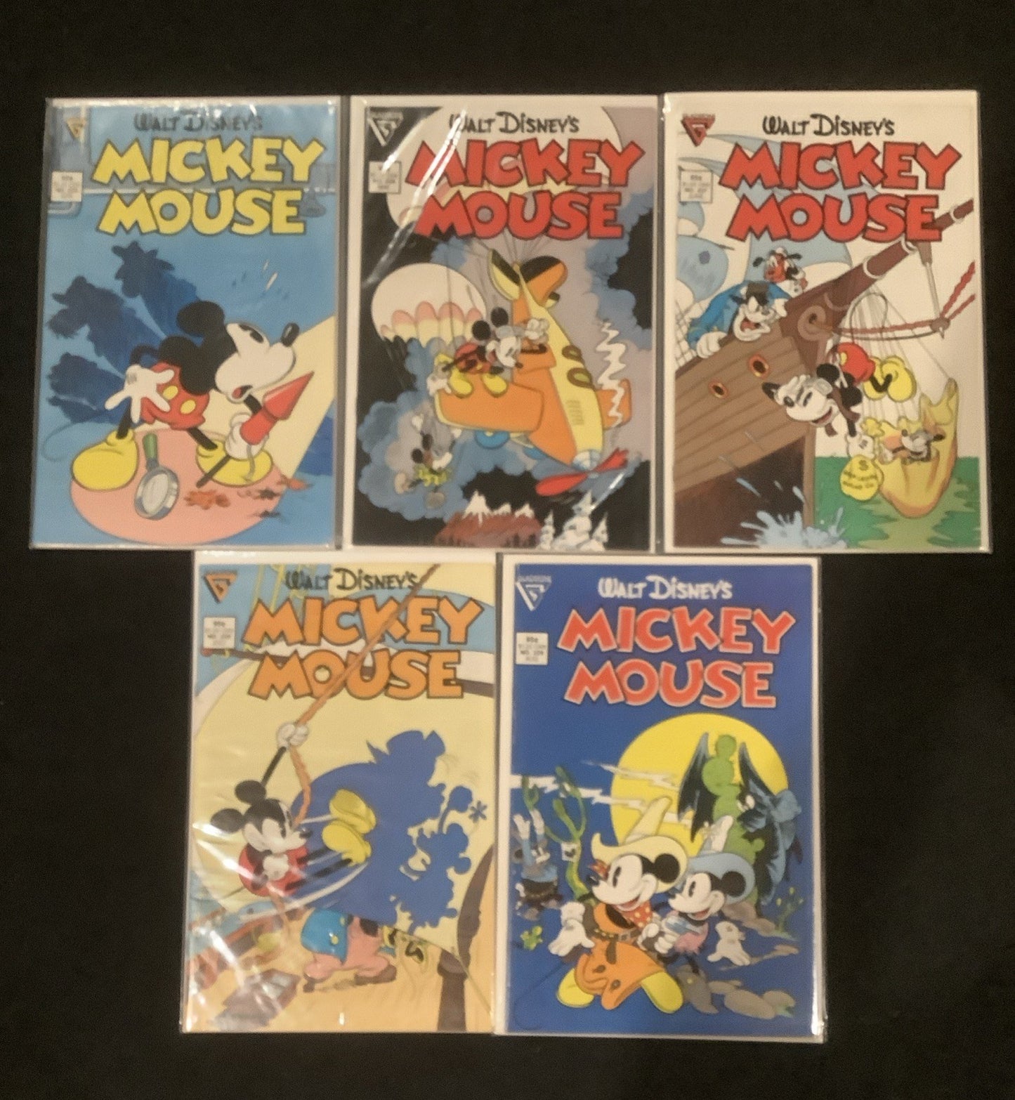 Mickey Mouse #225-229 - Five Comic Lot, Gladstone Comics, 1987