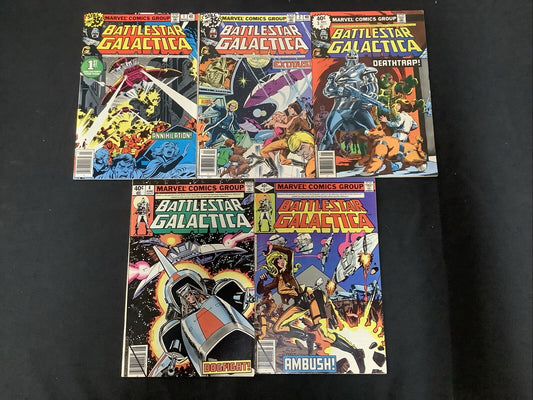 Battlestar Galactica #1-5 Comic Lot, Marvel, Roger McKenzie/Ernie Colon, 1979